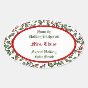 Calcomanía de Navidad personalizada de Acebo Verde