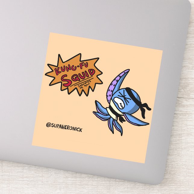 Calcomanía de Ninja Dibujos Animados Calamar Kung- (Detalle)