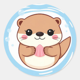 Calcomanía de nutria kawaii nadando – Animal Cute 
