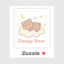 Calcomanía de Oso Dormilón | Oso Kawaii Acogedor y