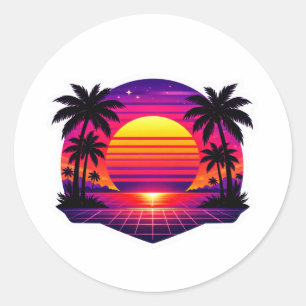 Calcomanía de palmera puesta de sol Retro 80s Synt