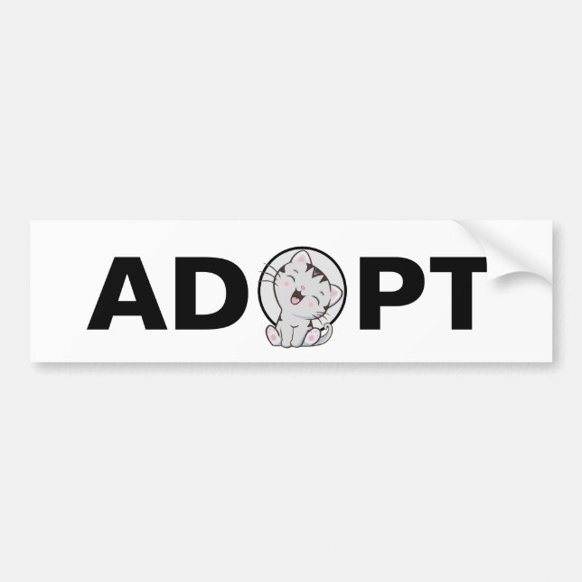 Calcomanía de parachoques Adoptar gato lindo (Frente)