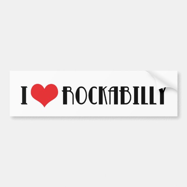 Calcomanía de parachoques Me encanta el rockabilly (Frente)