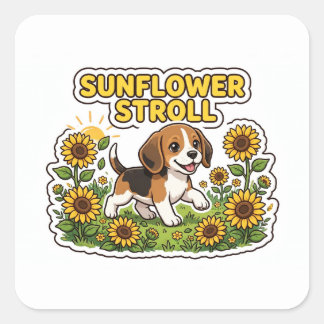 Calcomanía de paseo de girasoles — cachorro de Bea