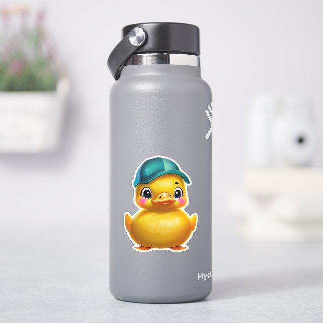 Calcomanía de patito de goma amarillo lindo y capr (hidrofrasco)