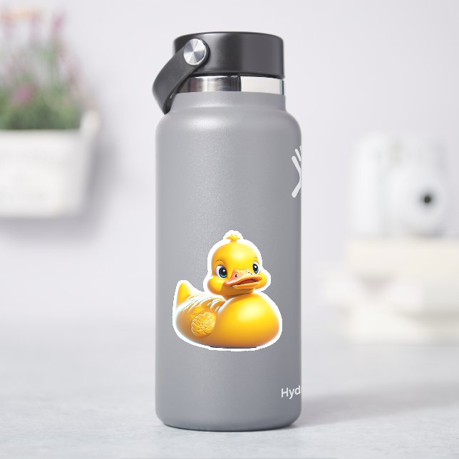 Calcomanía de patito de goma amarillo lindo y capr (hidrofrasco)