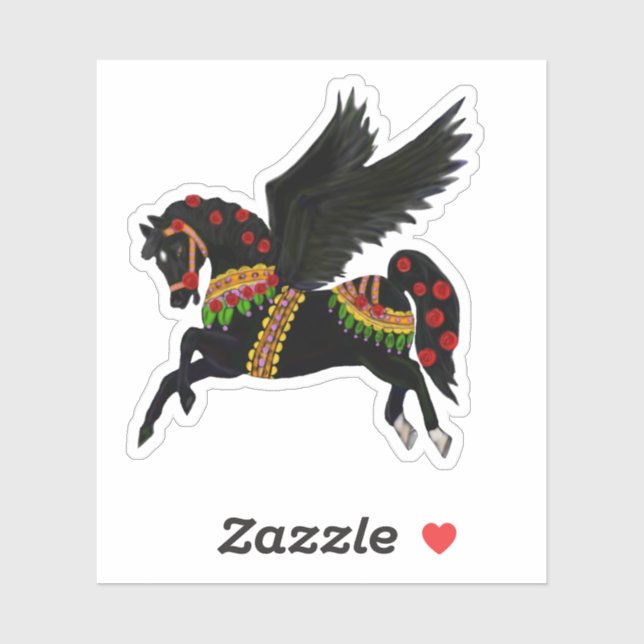 Calcomanía de Pegasus de Carousel Negro Kayemess (Hoja)
