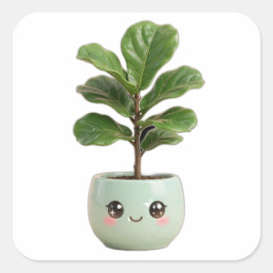 Calcomanía de planta interior Kawaii Fiddle-Leaf F
