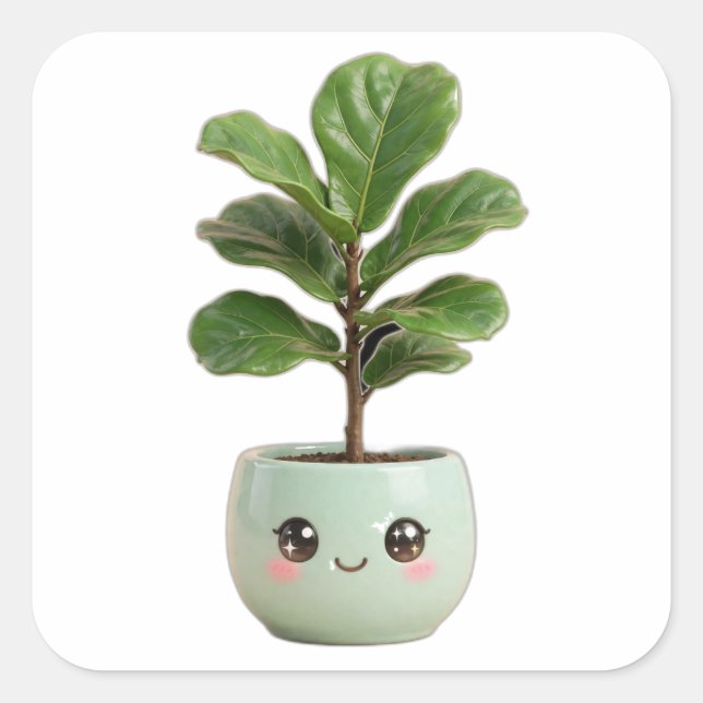 Calcomanía de planta interior Kawaii Fiddle-Leaf F (Anverso)