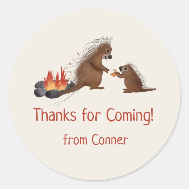 calcomanía de porcupine smores favor (Anverso)