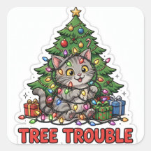 Calcomanía de problemas en el árbol — gatito atigr
