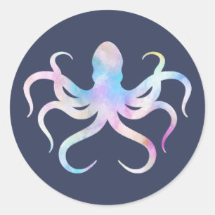 Calcomanía de pulpo acuarela
