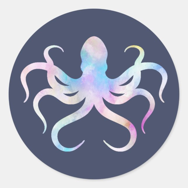 Calcomanía de pulpo acuarela (Anverso)
