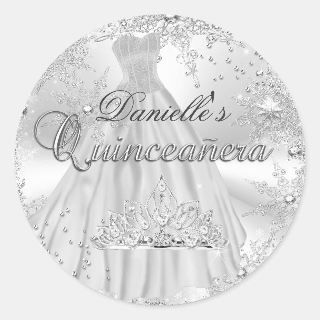 Calcomanía de Quinceañera Copo de Nieve Brillo Pla (Anverso)