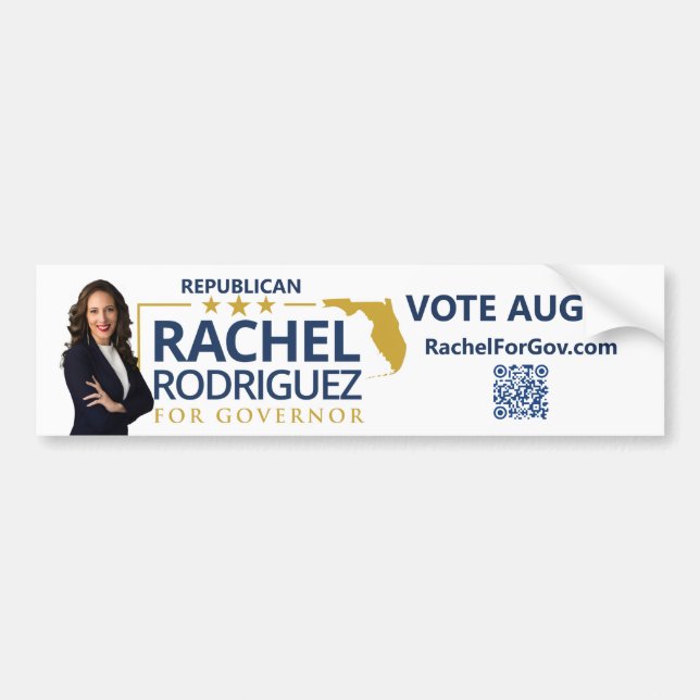 Calcomanía de Rachel Rodriguez para Gobernadora de (Frente)