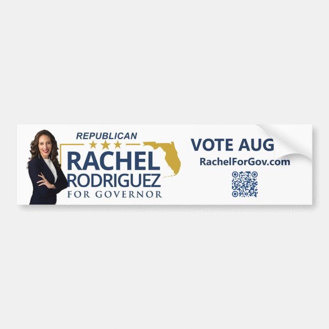 Calcomanía de Rachel Rodriguez para Gobernadora de (Frente)