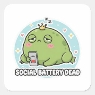 Calcomanía de rana con batería social muerta Cute 