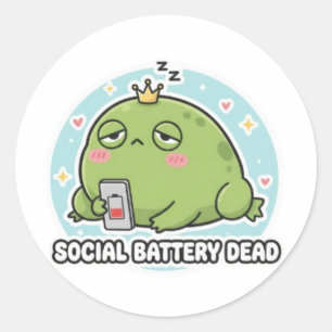 Calcomanía de rana con batería social muerta Intro