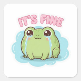 Calcomanía de rana linda Rana llorando Kawai Meme
