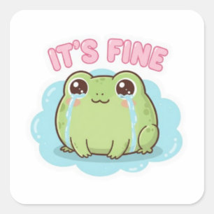 Calcomanía de rana linda Rana llorando Kawai Meme