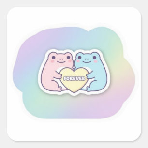 Calcomanía de rana para siempre Cute pareja de ran