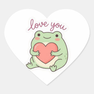 Calcomanía de rana Te Amo Rana Lindo Corazón Suave