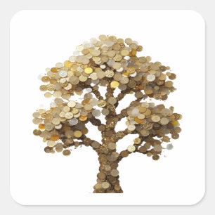Calcomanía de regalo de ÁRBOL DE DINERO de Plata B