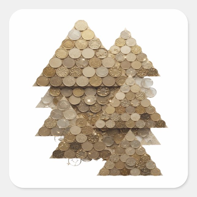 Calcomanía de regalo de árbol de plata de lujo (Anverso)