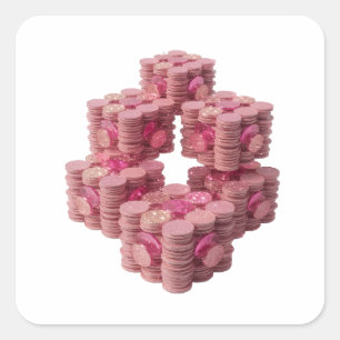 Calcomanía de regalo de monedas rosadas de plata c