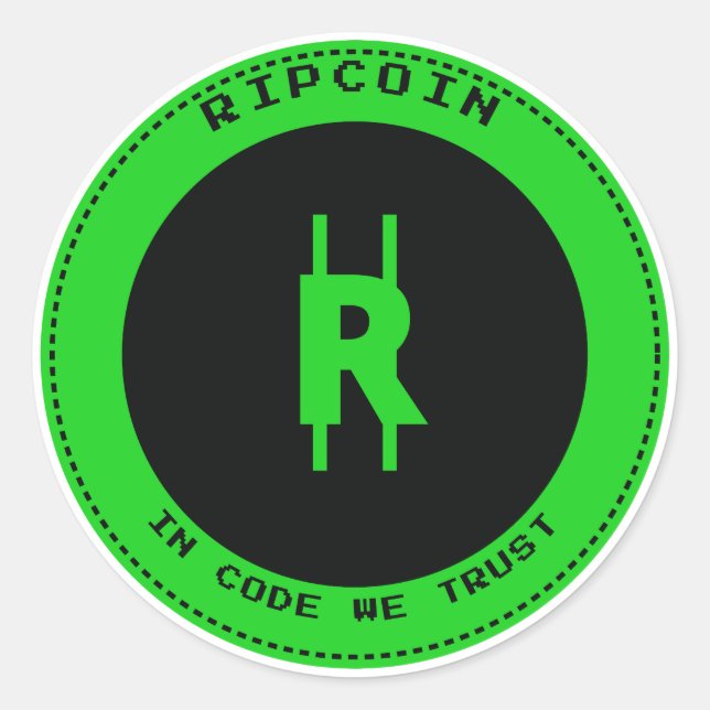 Calcomanía de RipCoin: Confiamos en el Código (Anverso)