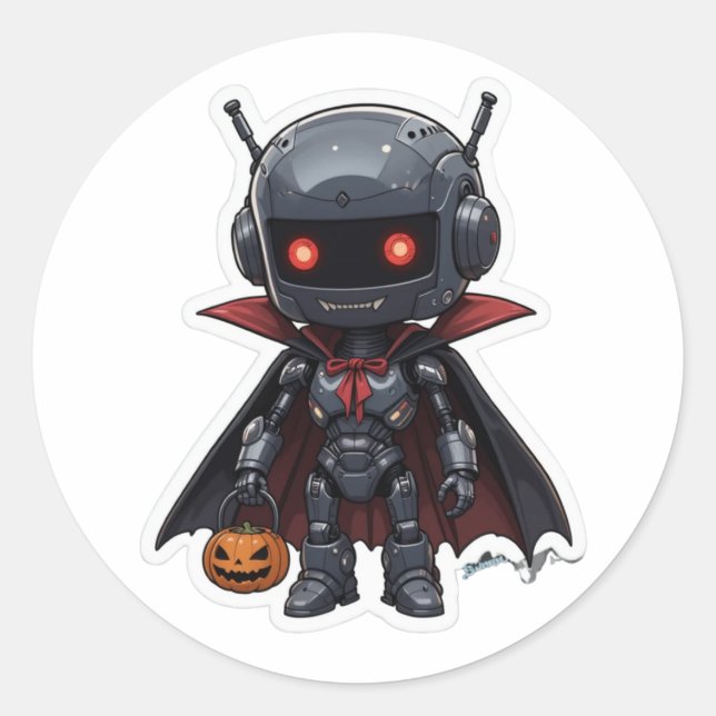 Calcomanía de Robot Vampiro de Halloween Lindo Cie (Anverso)