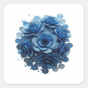 Calcomanía de ROSAS AZULES azules intensas Imprimi