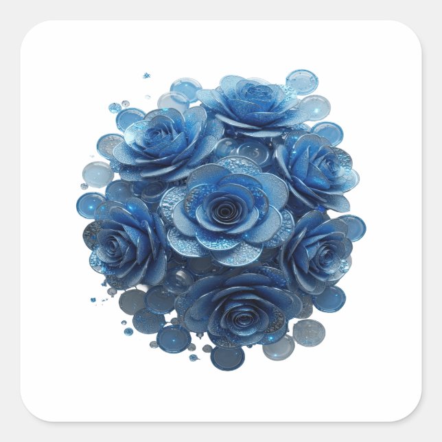 Calcomanía de ROSAS AZULES azules intensas Imprimi (Anverso)