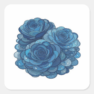 Calcomanía de rosas azules azules y negras