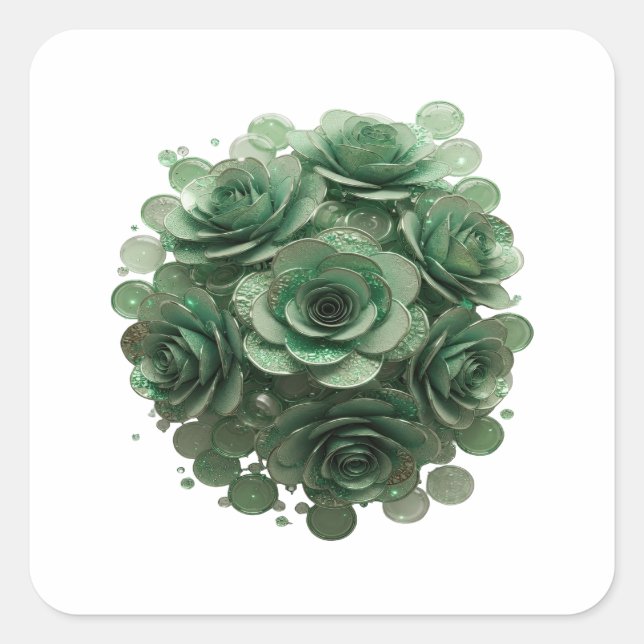 Calcomanía de rosas verdes pelables (Anverso)
