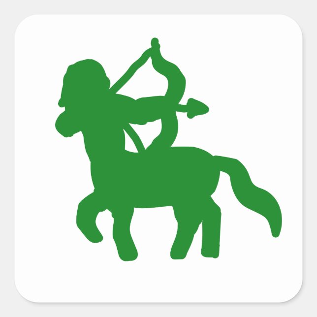 Calcomanía de Sagitario Arquero Verde — Fuego Terr (Anverso)
