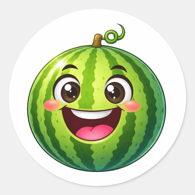 Calcomanía de sandía de dibujos animados sonriendo (Anverso)