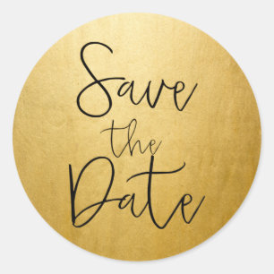 Calcomanía de SAVE THE DATE en tipo de letra Scrip