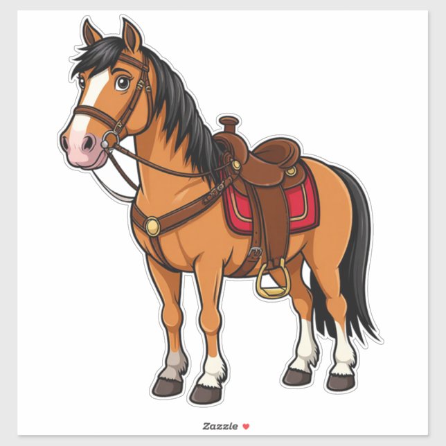 🐴 Calcomanía de Silla de Montar Caballo Juguetón  (Hoja)