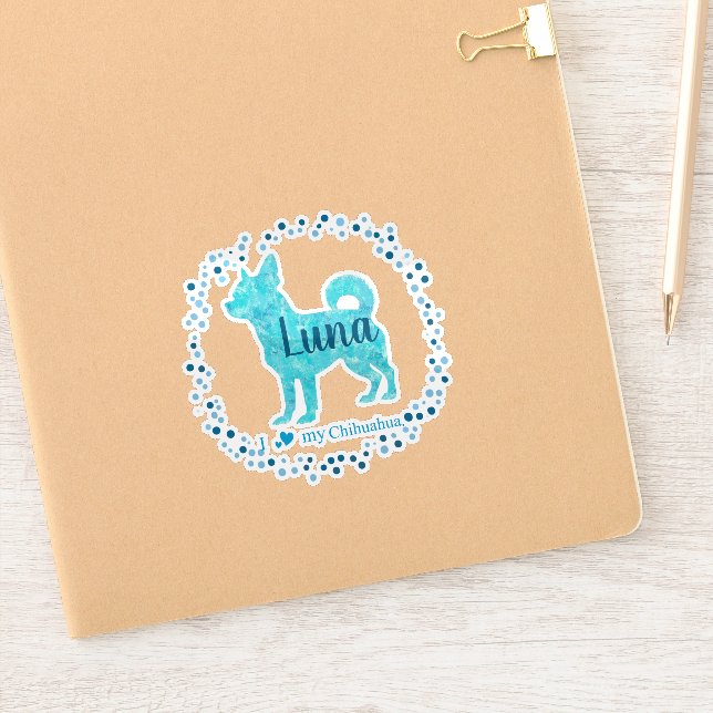 Calcomanía de silueta de chihuahua azul pastel per (Cuaderno)