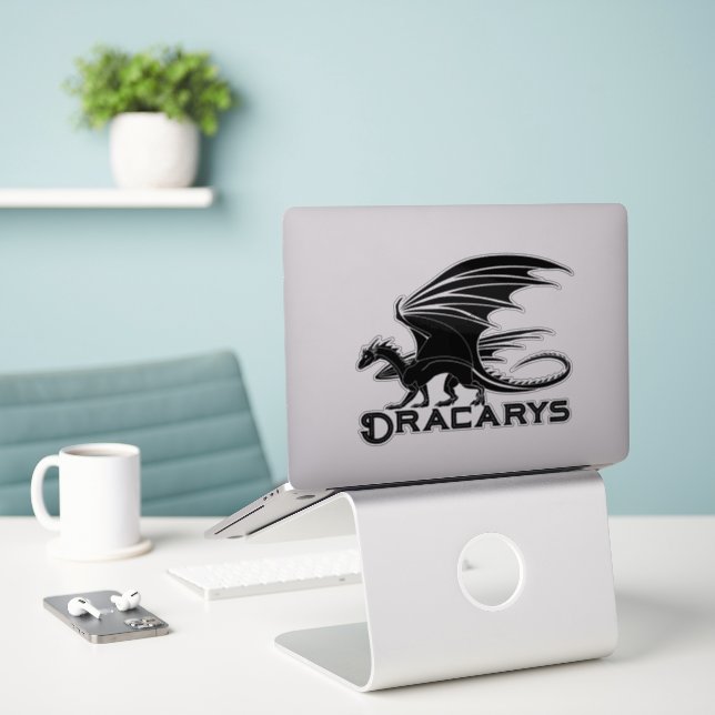 Calcomanía de silueta de dragón negro Dracarys (Ordenado portátil  en el escritorio)