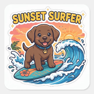 Calcomanía de Surfista al Atardecer — Labrador Ret