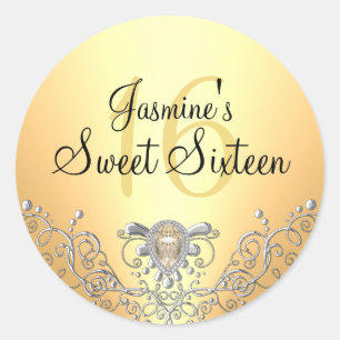 Calcomanía de Sweet Sixteen con destello amarillo