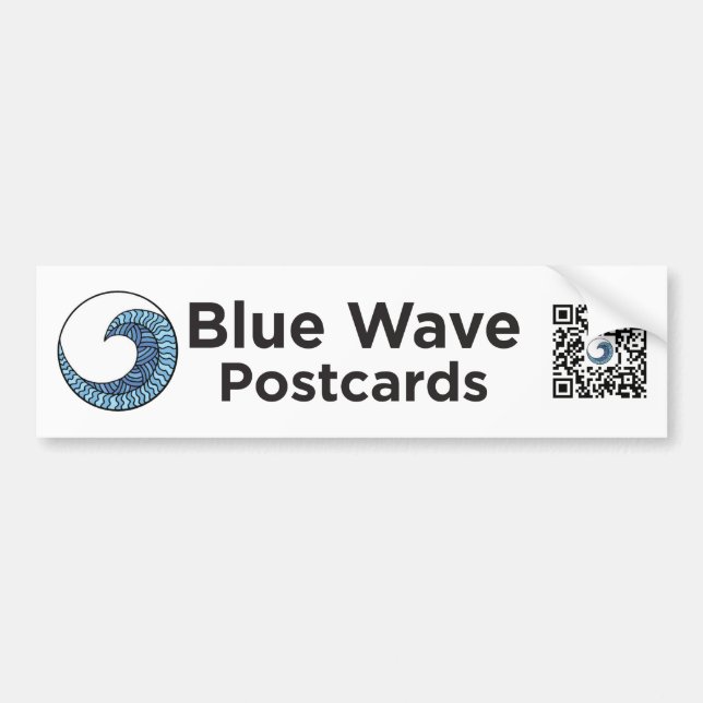 Calcomanía de Tarjetas Postales de Ola Azul (Frente)