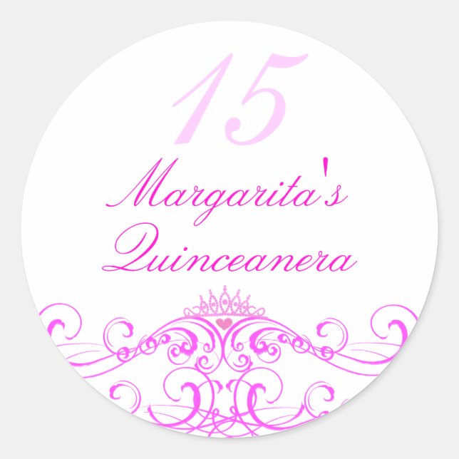Calcomanía de Tiara Princesa Rosa Quinceañera (Anverso)