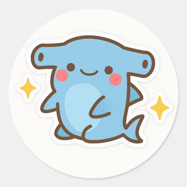 Calcomanía de tiburón martillo Kawaii (Anverso)