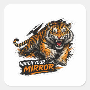 Calcomanía de Tigre para Coche "Mira tu Espejo"