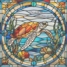 Calcomanía de Tortuga Marina de Vidrio Pintado Fal