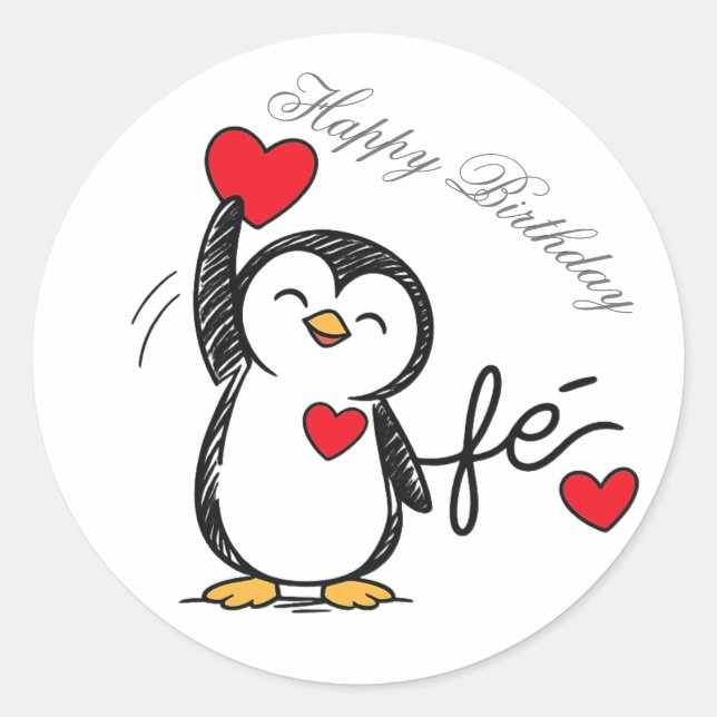 calcomanía de un pingüino feliz (Anverso)