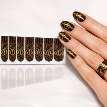 Calcomanía de uñas Minx cebra de bronce con brillo